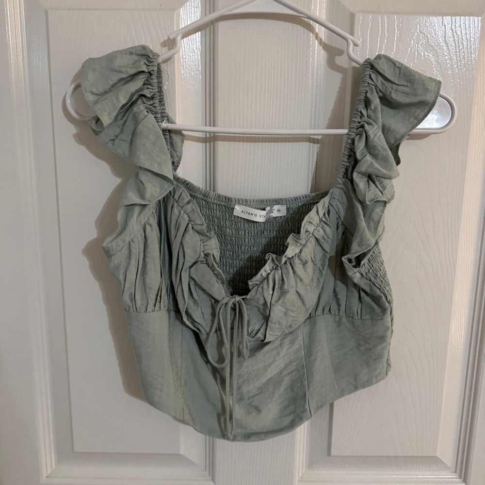 Altar’d State Sage Green Corset Top
